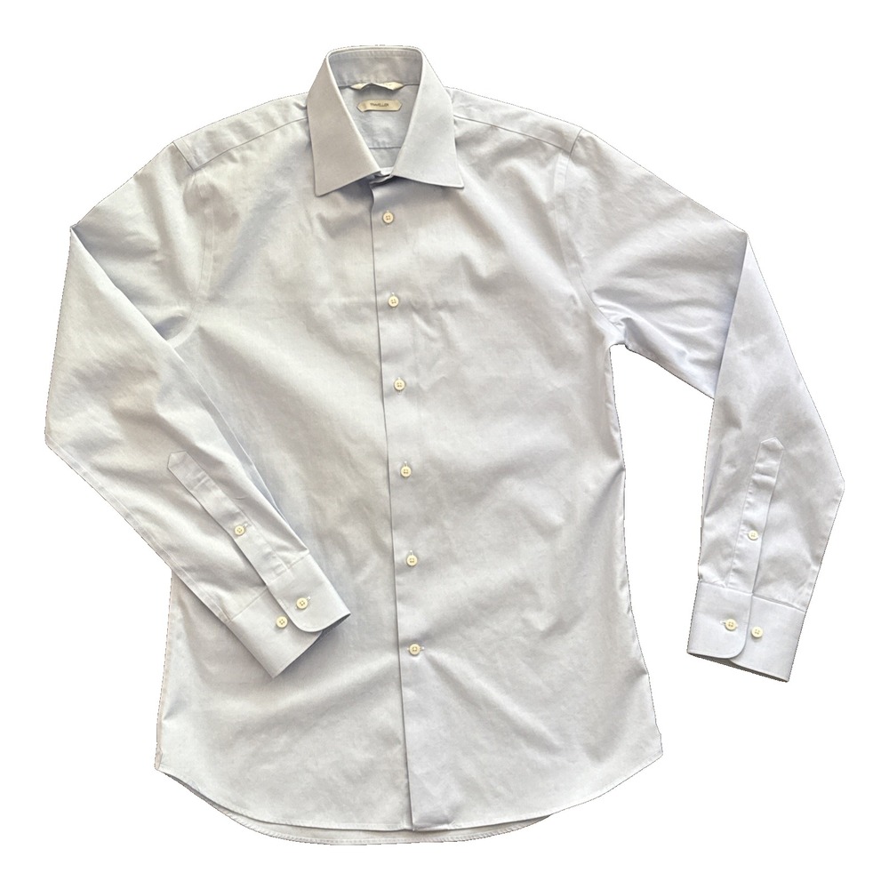 Suitsupply Traveller Dress Shirt Men 15 38 Light Blue Wrinkle Resistant Cotton